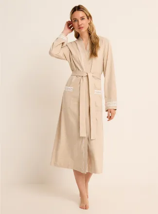 Miiyu Womens Lace-accent jersey long robe
