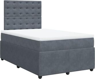 vidaXL Cama Box Spring Con Colch&oacute;n Terciopelo Gris Oscuro 120x190 Cm Vidaxl