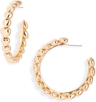 Open Edit Puffy Heart Hoop Earrings in Gold at Nordstrom