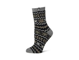 UGG Cressida Cozy Quarter Womens Crew Cut Socks Shoes Black Uggisle, Acrylic/Polyester