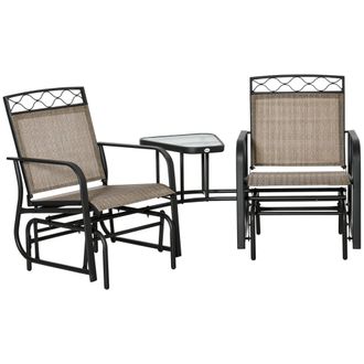 OUTSUNNY 2-Person Outdoor Glider Rocker Chair with Center Table for Backyard | TJ Hughes
