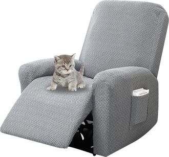 OEM Housse De Fauteuil - Extensible Jacquard 85 Polyester 15 Elasthanne - Pour Fauteuil Relax Siege Tv Canape - Gris Clair - 1 Piece