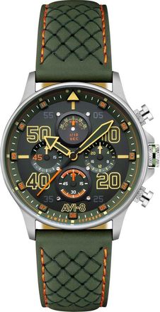 AVI-8 Hawker Typhoon Coningham Harding Chronograph Leather Strap Watch, 42mm in Green at Nordstrom