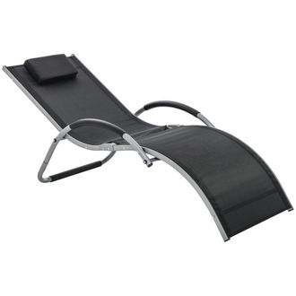 OUTSUNNY Sun Lounge Recliner Lounge Chair Design Ergonomic w/ Pillow Black | TJ Hughes