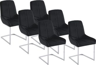 Vente-Unique Lote de 6 sillas de terciopelo y metal - Negro - BERLONA