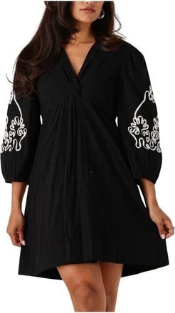 Y.A.S Y.a.s, Kleedjes, Dames, Zwart, XL, Katoen, Zwarte Mini Jurk voor Zonnige Dagen