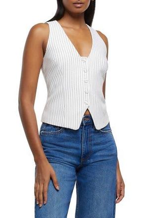 River Island Pinstripe Waistcoat in Cream at Nordstrom Rack, Size 2