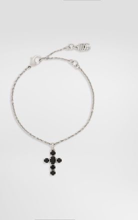 Dolce & Gabbana Link Bracelet With Rhinestone-detailed Cross Charms - Woman Bijoux Silver Metal Onesize