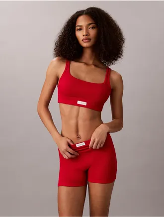 Calvin Klein Womens Classic Comfort Cozy Waffle Shorts - Red - XL