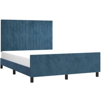 vidaXL Vidaxl - Estructura De Cama Sin Colch&oacute;n Terciopelo Azul Oscuro 140x200cm