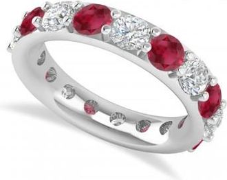 Allurez Diamond & Ruby Eternity Wedding Band 14k White Gold (4.20ct)