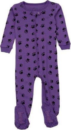 Leveret Footed Printed Cotton Matching Family Pajamas, Coordinated Prints in Purple Dog Paw at Nordstrom, Size 12-18M