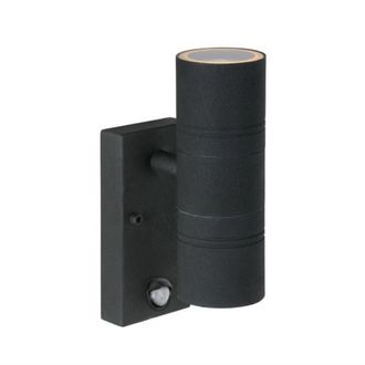 Lucide Aplique exterior 2 luces con detector en metal negro 22,5cm