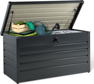 IDMarket Baule Contenitore Metallico Con Serratura Grigio Antracite Per Giardino 350l