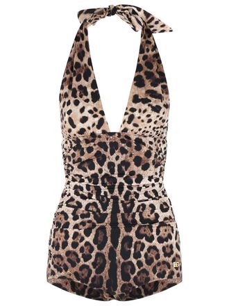 Dolce & Gabbana Costume da bagno in nylon elasticizzato con stampa leopardata Dolce & Gabbana