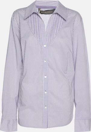 Marina Rinaldi Purple Stripe Cotton Blend Long Sleeve Shirt