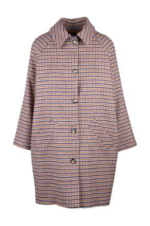 Guttha Mid-Length Houndstooth Coat with Raglan Sleeves