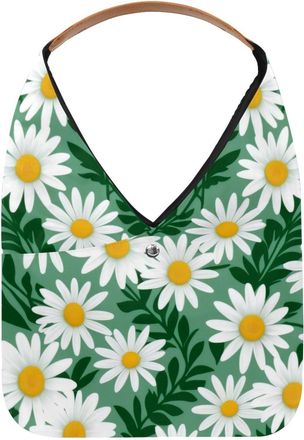 Generic Daisy Flower Reusable Lightweight Grocery Bags - Foldable Into Compact Pouch, Washable & Sturdy, Multipurpose for Shopping and Travel