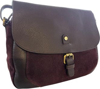 Rowallan Leather & Suede Saddle Bag - Medium Burgundy/Deep Purple Crossbody Shoulder Bag with Adjustable Strap