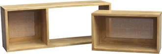 Miliboo Miliboo - Set De 2 Estanter&iacute;as De Pared Con Compartimentos De Madera Maciza De Mango Y Ca&ntilde;a De Rat&aacute;n 80 Cm Acange