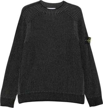 Stone Island Jersey de cuello redondo con parche de br&uacute;jula - Knitwear - Hombre - Negro - XL