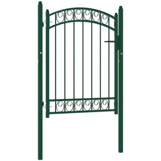 vidaXL Puerta de jard&iacute;n con arco superior acero verde 100x125 cm vidaXL