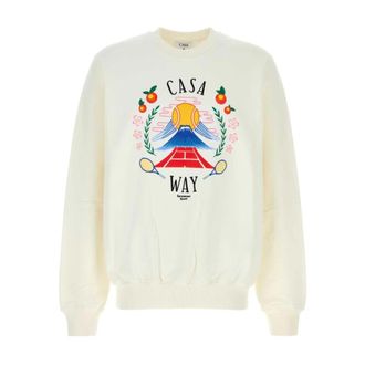 Casablanca Grafische Katoenen Sweater - Heren - Sweatshirts - Wit - S - Katoen - Hoodies & sweatvesten