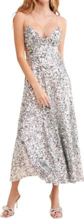 Sachin & Babi Roux Sequin Cutoutmidi Dress In Silver