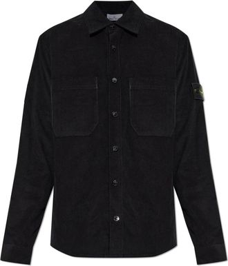 Stone Island Corduroy Shirt - Heren - Casual Overhemden - Zwart - M - Katoen - Overhemden