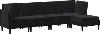 vidaXL Juego De Muebles De Sal&oacute;n 5 Uds. Negro Terciopelo Vidaxl