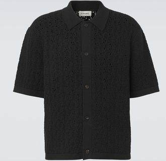Frame Denim Crochet cotton-blend polo shirt