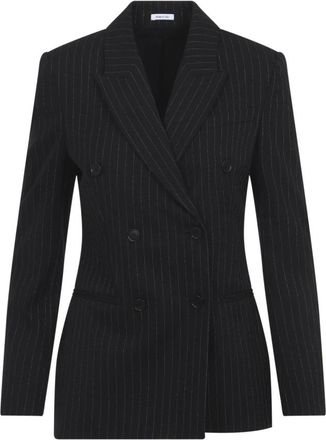 Alexander McQueen Nadelstreep Double-breasted Jas - Dames - Blazers - Zwart - M - Wol - Jassen