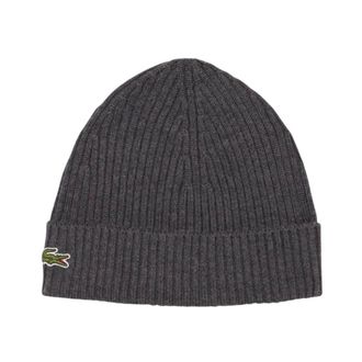 Lacoste Rb0001 Geribbelde Wollen Muts - Heren - Accessoires - Grijs - Maat: ONE Size Wol