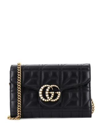 Gucci Pearly GG Marmont Chain Wallet Matelasse Leather Mini shoulder bag - Nero
