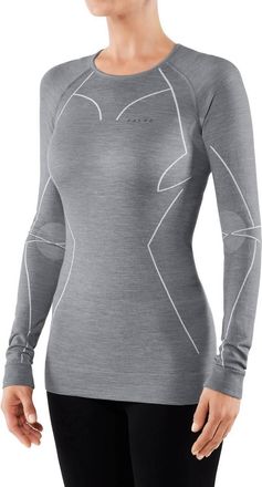 Falke Wool-Tech Long Sleeve Baselayer Top In Grey Heather