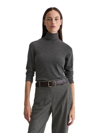 Marc O'Polo Rollkragenshirt MARC OPOLO, Damen, Gr. L, rocky grau melange, Jersey, Obermaterial: 46% Baumwolle, 46% Modal, 8% Elasthan, Basic, regular fit normal, 