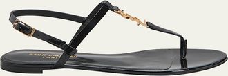 Saint Laurent Cassandra Leather YSL Slingback Sandals