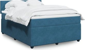vidaXL Vidaxl - Cama Box Spring Con Colch&oacute;n Terciopelo Azul 140x190 Cm