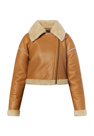 Faina Lederen jas Dames cognac
