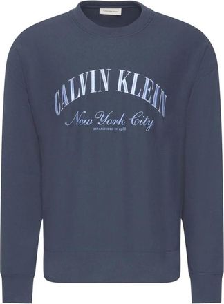 Calvin Klein Jeans LS Premium Terry - Heren - Sweatshirts - Blauw - M - Katoen - Hoodies & sweatvesten