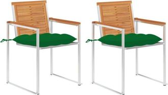 vidaXL Vidaxl - Sillas De Jard&iacute;n Con Cojines 2 Uds Madera Maciza Acacia Y Acero