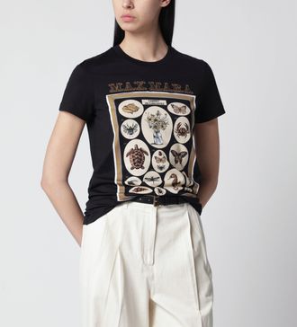 Max Mara Black cotton jersey T-shirt with front print