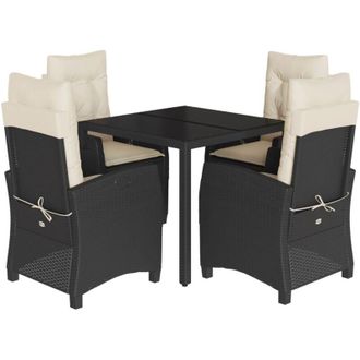 vidaXL Set De Muebles Jard&iacute;n 5 Pzas Con Cojines Rat&aacute;n Sint&eacute;tico Negro Vidaxl
