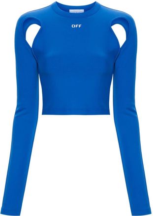 Off-white logo-stamp cut-out blouse - women - Polyamide/Elastane - 38 - Blue