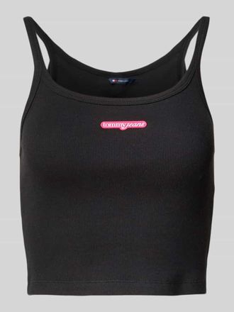 Tommy Jeans Slim Fit Crop Top aus Ripp in Black, Gr&ouml;&szlig;e XL