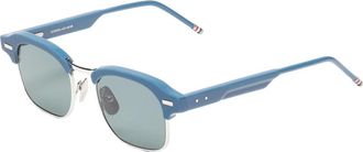 Thom Browne Acetate en titanium vierkante zonnebril - unisex - Zonnebrillen - Blauw - 49 MM - Accessoires