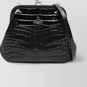 Vivienne Westwood exquisite crocodile embossed clutch with detachable strap