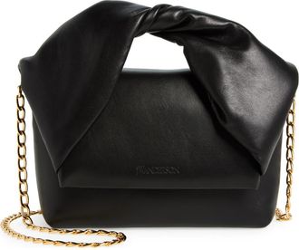 J.W.Anderson Small Twister Leather Top Handle Bag in Black at Nordstrom