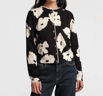 Frances Valentine Darling Cardigan In Black/oyster