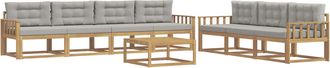 vidaXL Conjunto De Sof&aacute;s De Exterior 7 Uds. Blanco Y Gris Claro Vidaxl